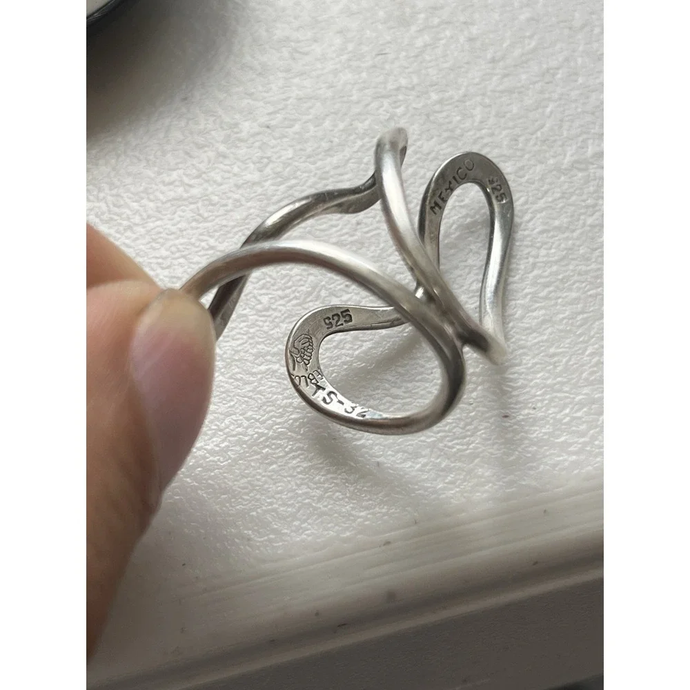 Modern Artisan crafted Sterling Silver Open design Wide Size Ring 6g